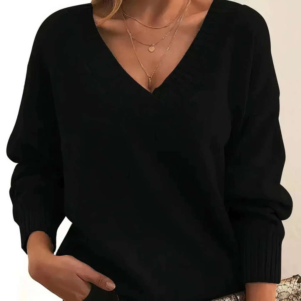 Greta | Damen Strick Pullover mit V-Ausschnitt
