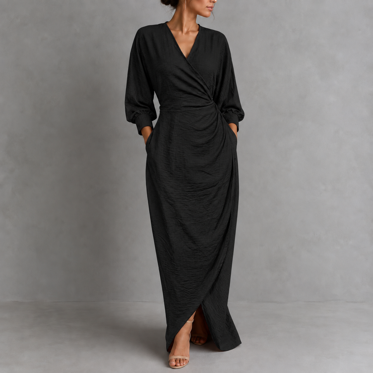 Grit | Damen Langarm Maxikleid Elegant
