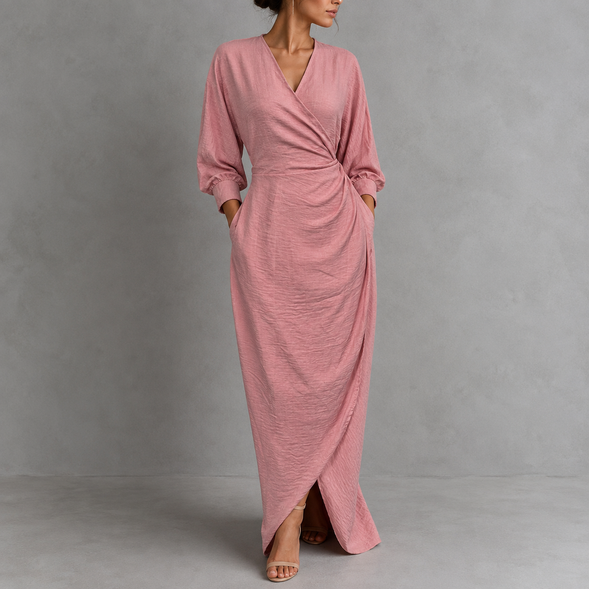 Grit | Damen Langarm Maxikleid Elegant