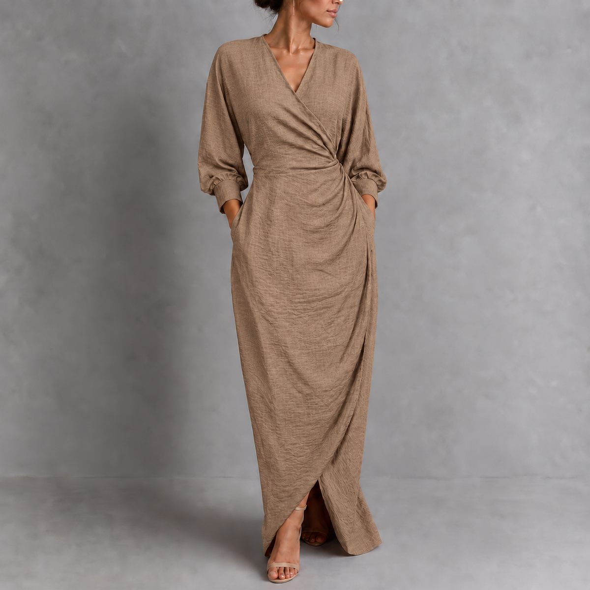 Grit | Damen Langarm Maxikleid Elegant