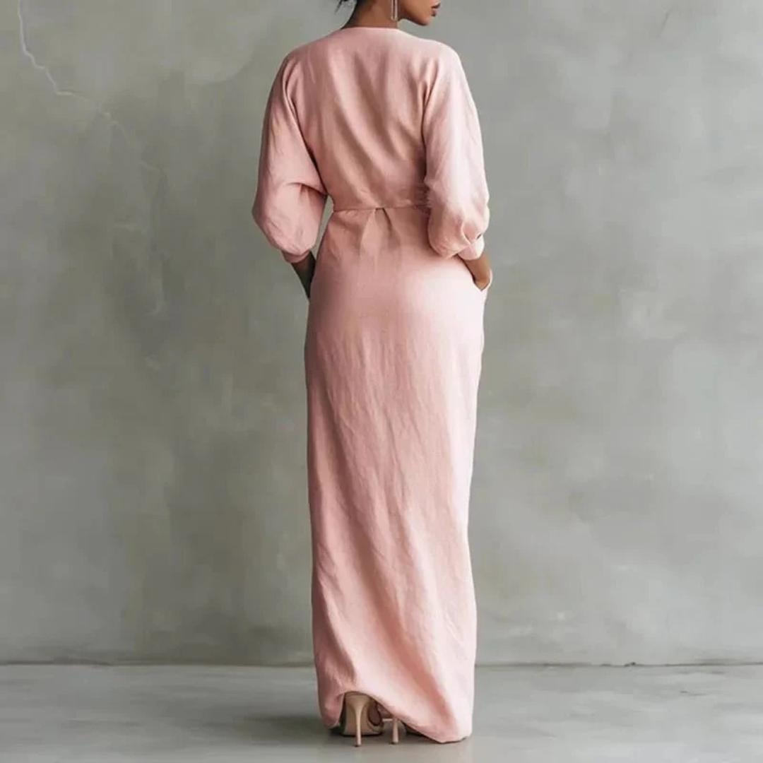 Grit | Damen Langarm Maxikleid Elegant