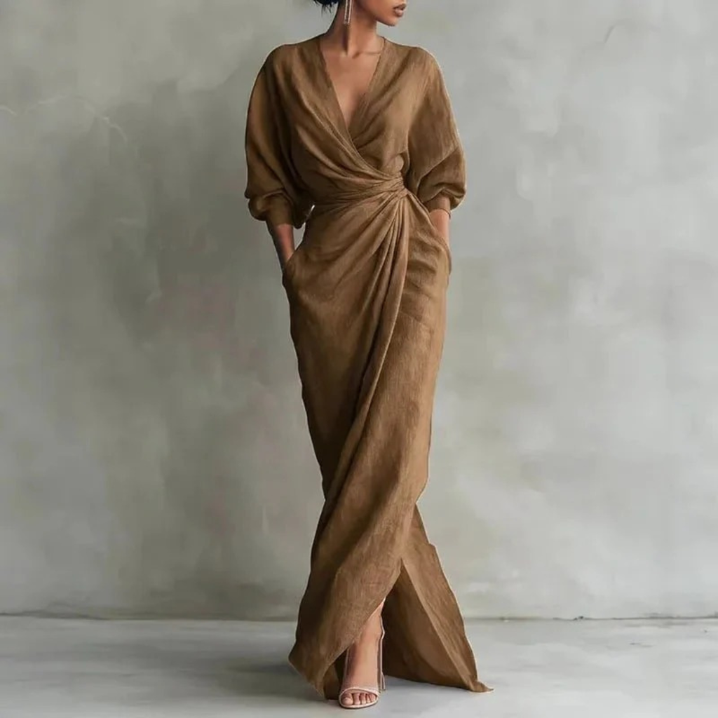 Grit | Damen Langarm Maxikleid Elegant