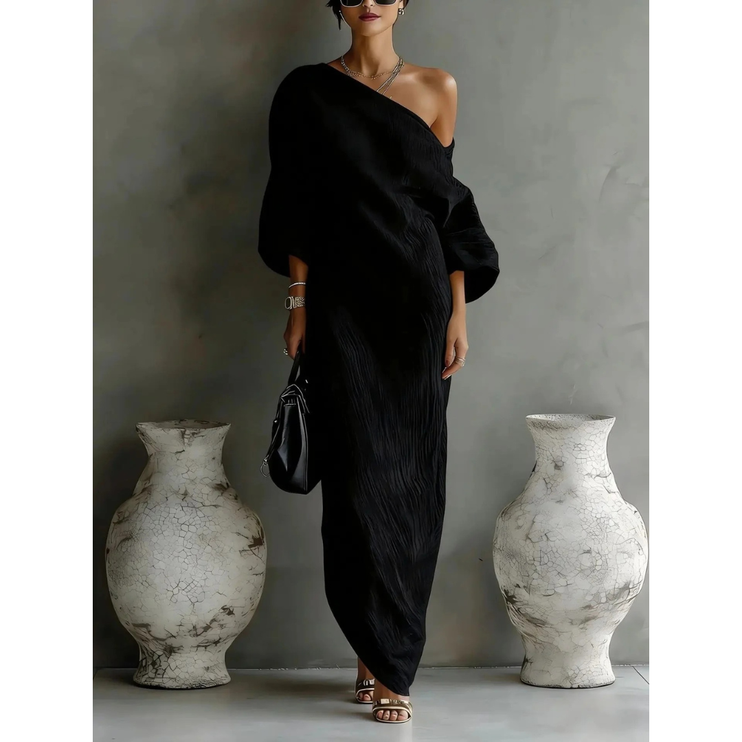 Grit | Damen Langarm Maxikleid Elegant