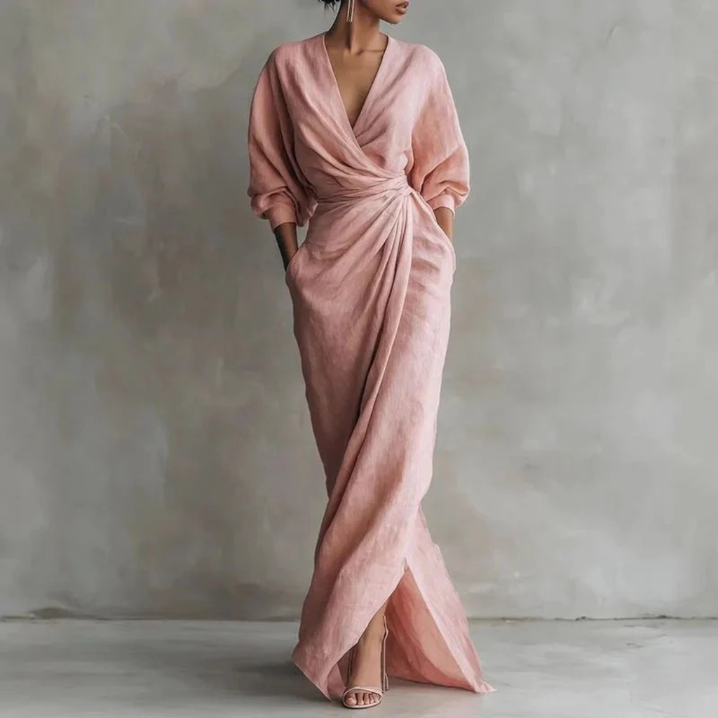 Grit | Damen Langarm Maxikleid Elegant
