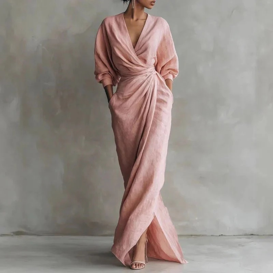 Grit | Damen Langarm Maxikleid Elegant