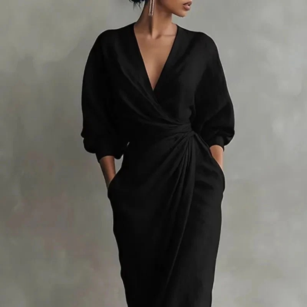 Grit | Damen Langarm Maxikleid Elegant