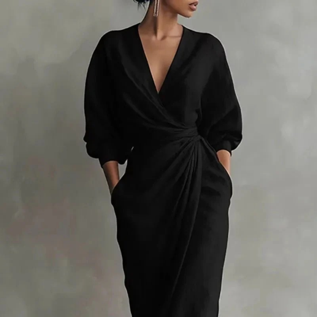 Grit | Damen Langarm Maxikleid Elegant
