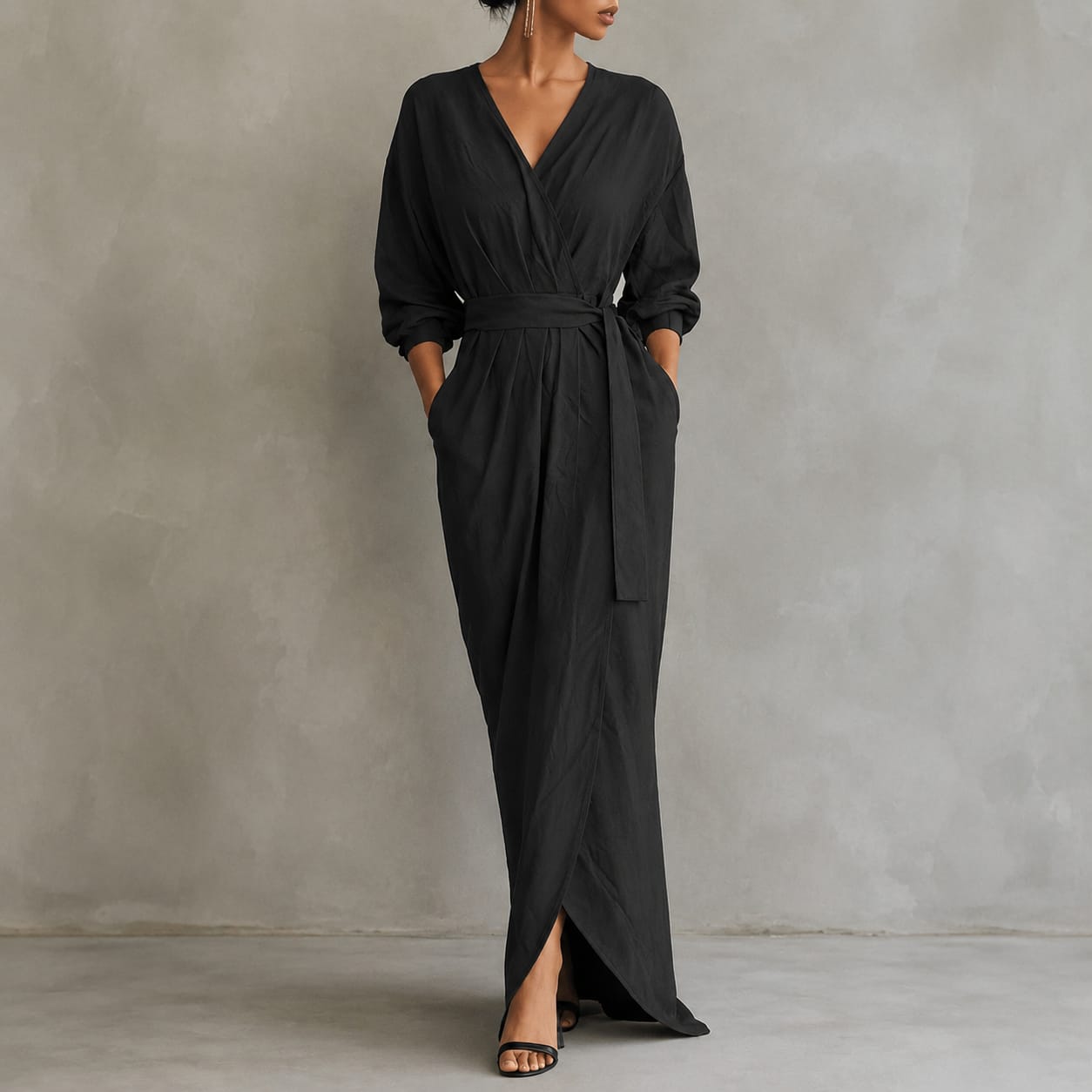 Grit | Damen Langarm Maxikleid Elegant