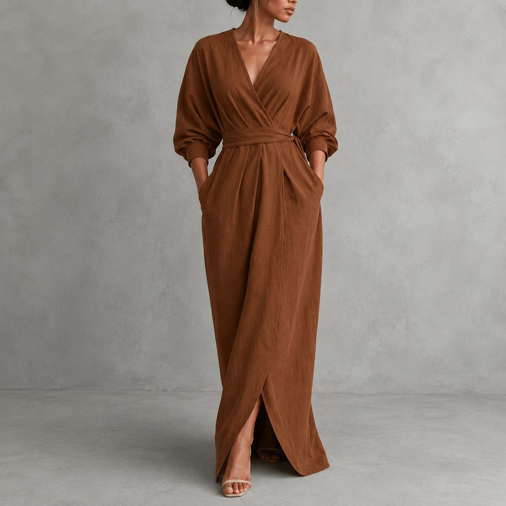 Grit | Damen Langarm Maxikleid Elegant