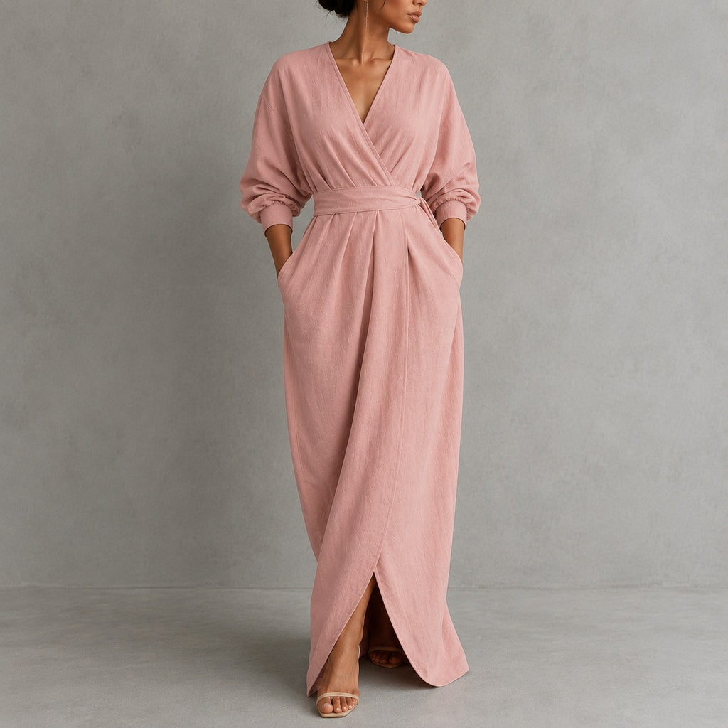 Grit | Damen Langarm Maxikleid Elegant