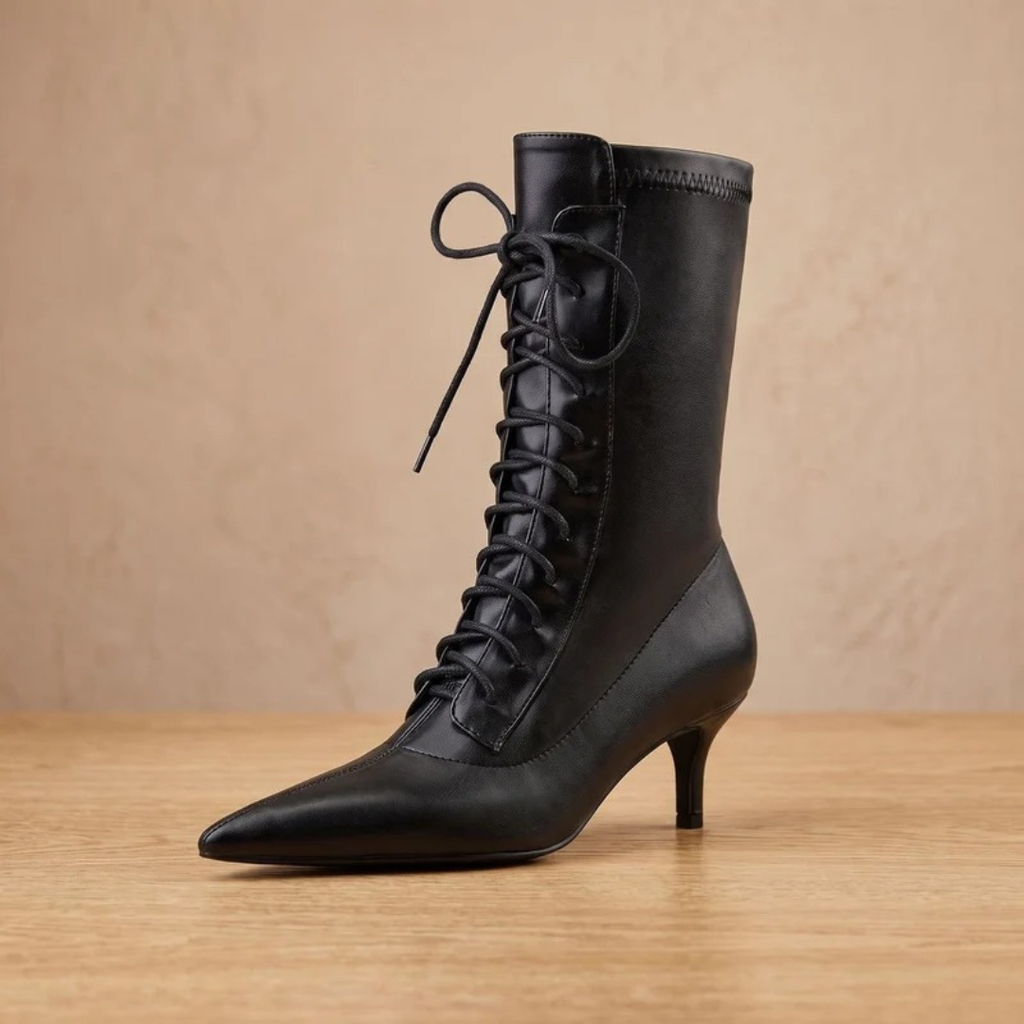 Gudrun | Damen Schwarze Orthopädische Stiefel mit Ferse und Spitze