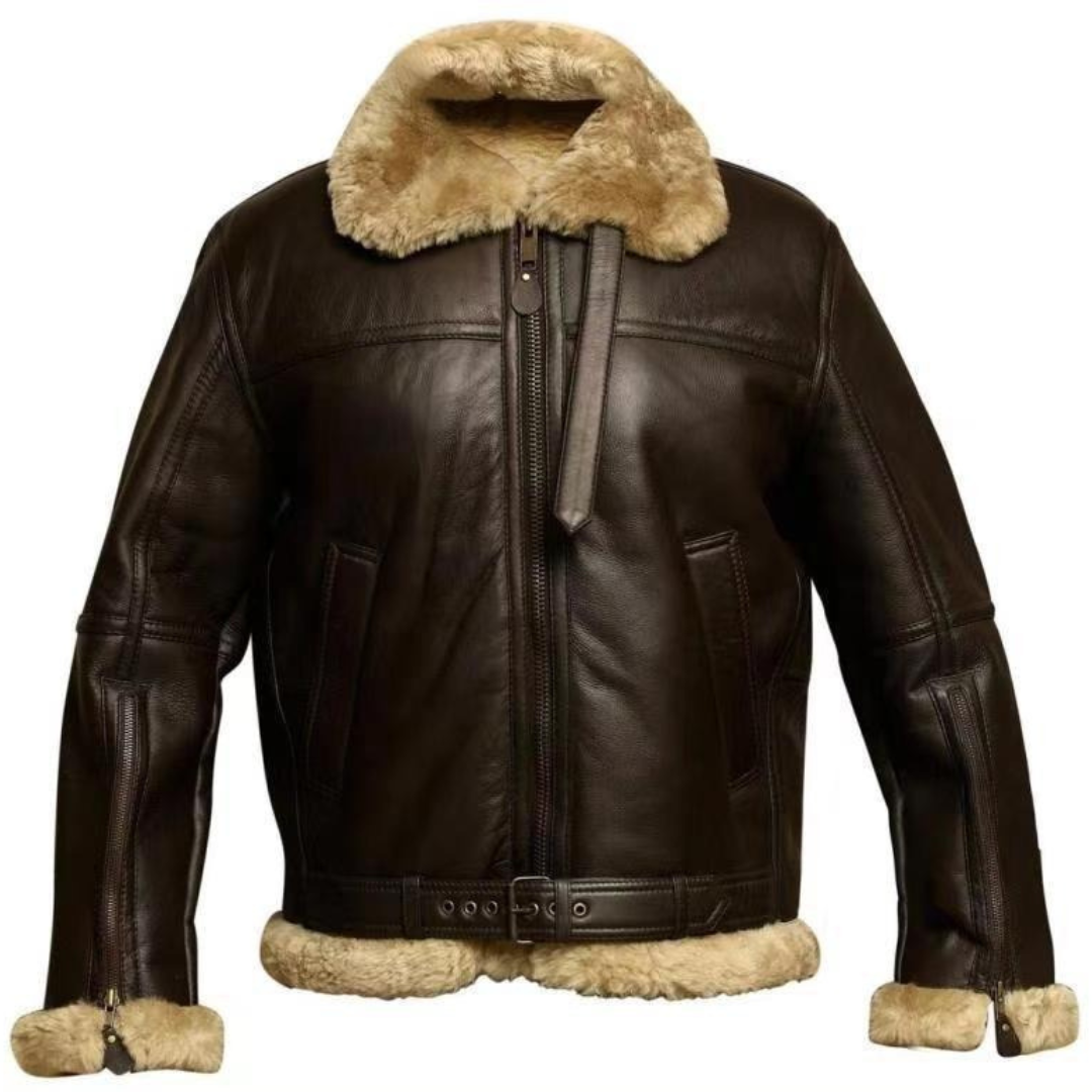 Günter | Herren Braun Winterjacke mit Reißverschluss und Kragen