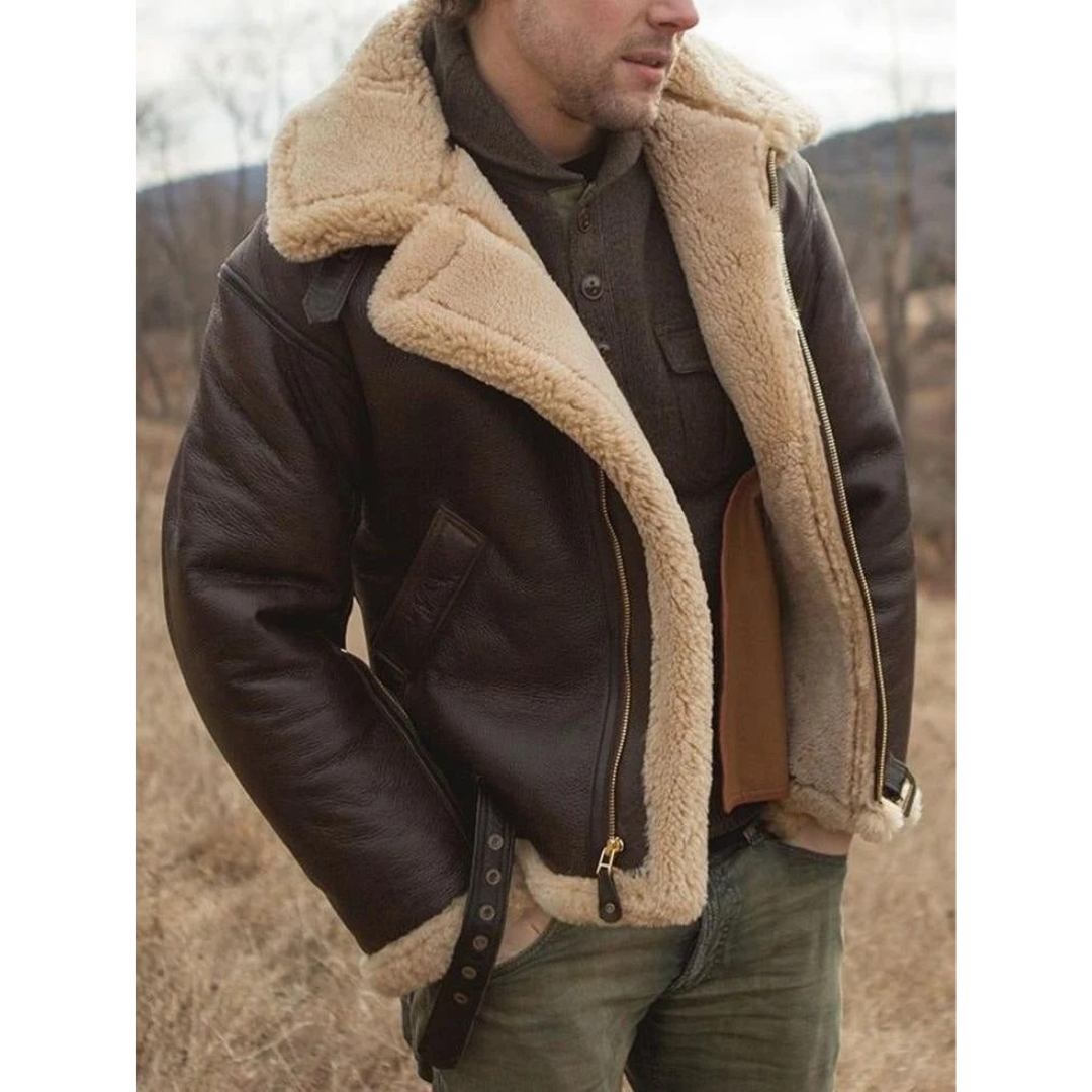 Günter | Herren Braun Winterjacke mit Reißverschluss und Kragen