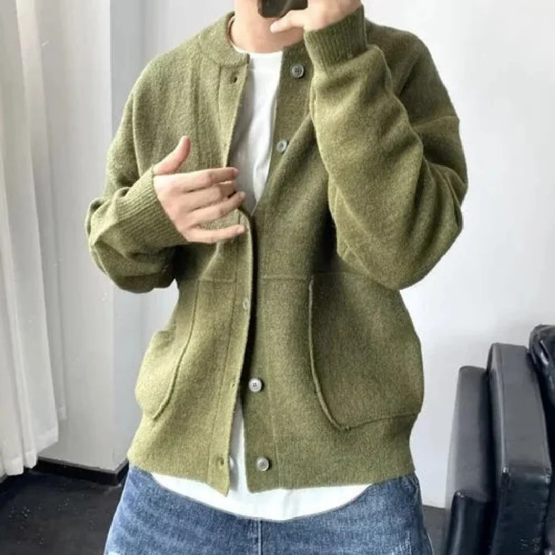 Gunther | Herren Oversized Strickjacke mit Knöpfen