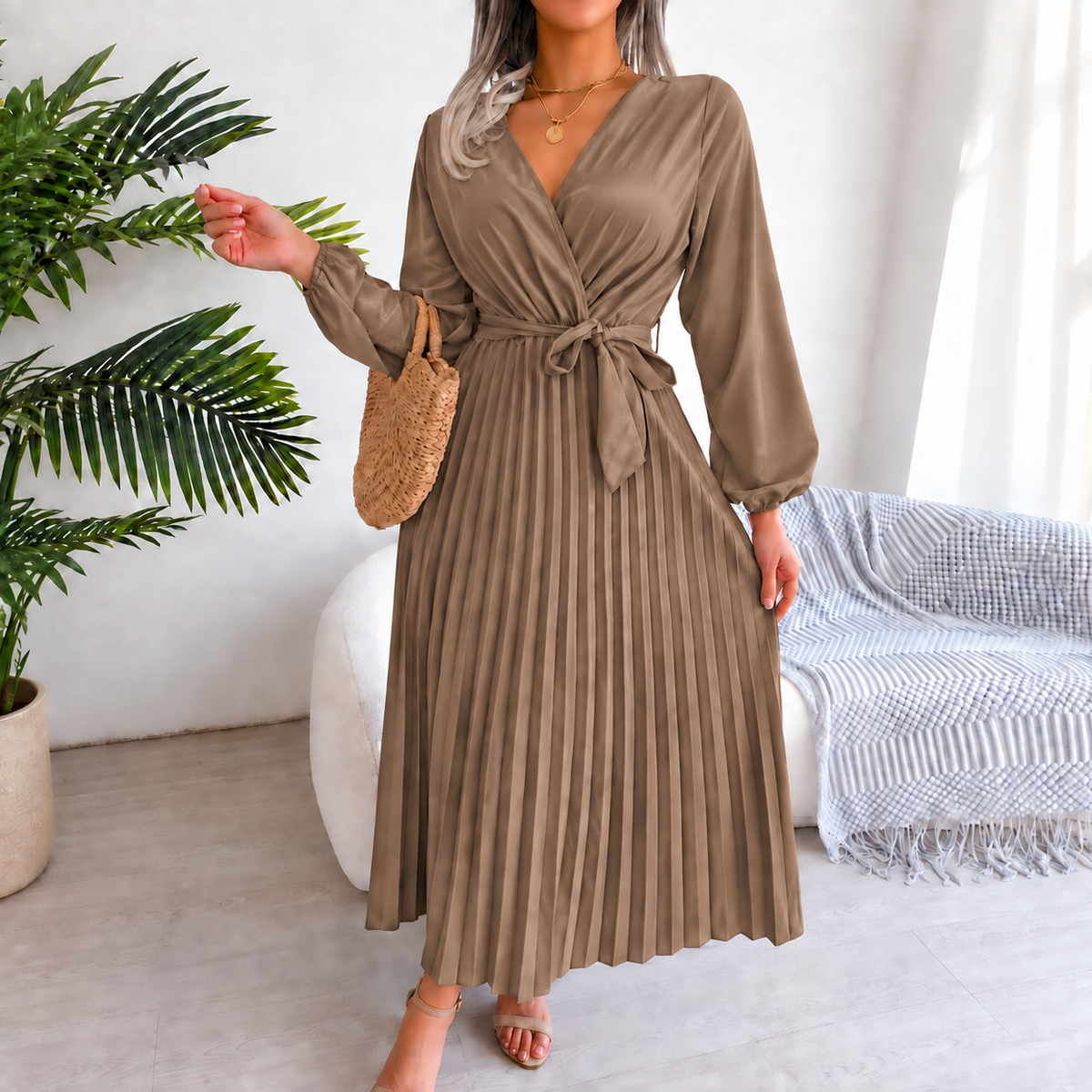 Hannah | Damen Abendkleid Maxi Plissee