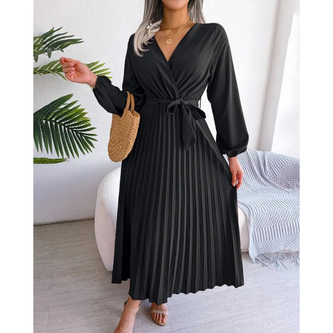 Hannah | Damen Abendkleid Maxi Plissee
