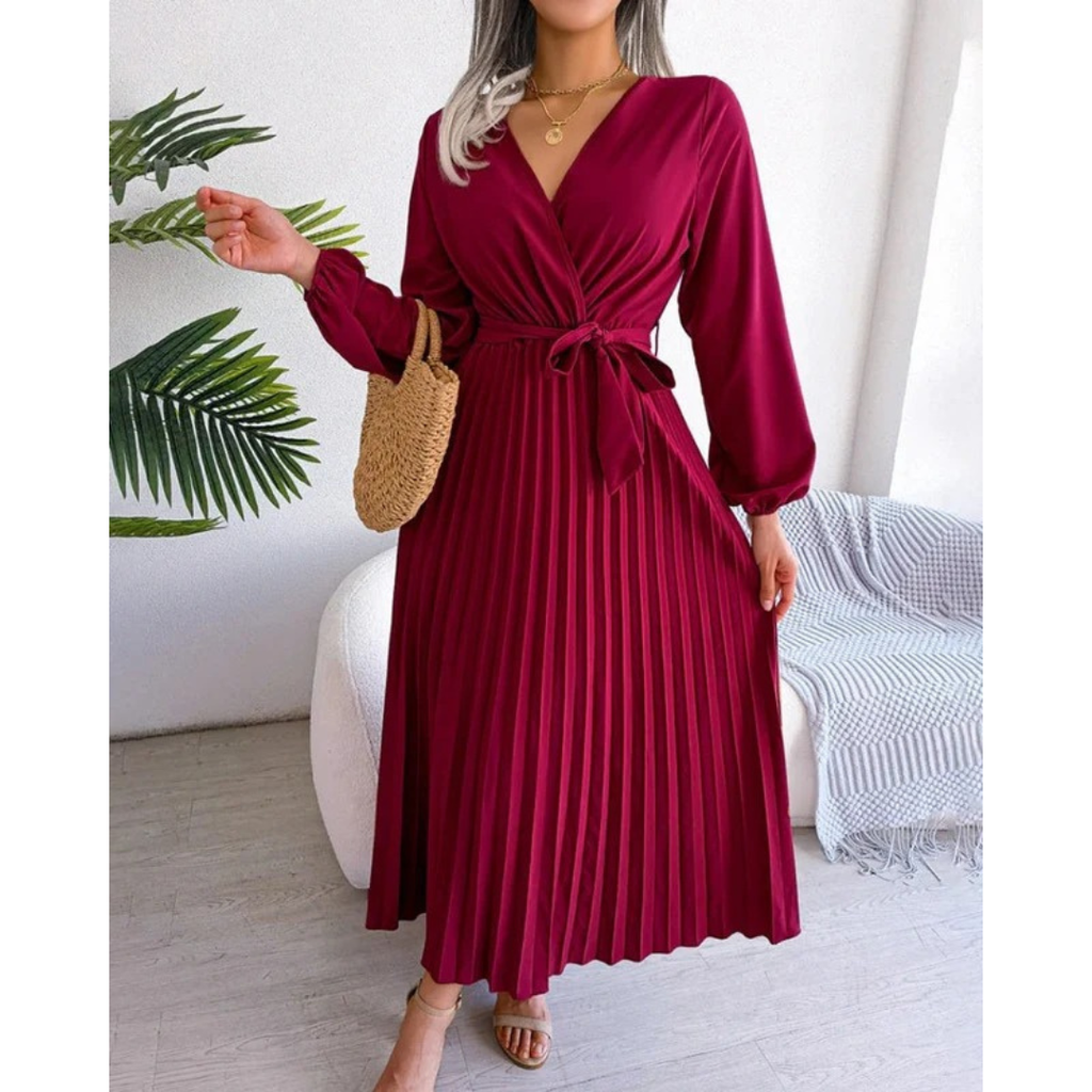 Hannah | Damen Abendkleid Maxi Plissee
