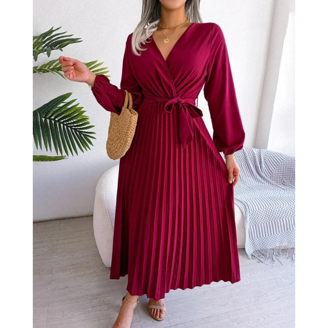 Hannah | Damen Abendkleid Maxi Plissee