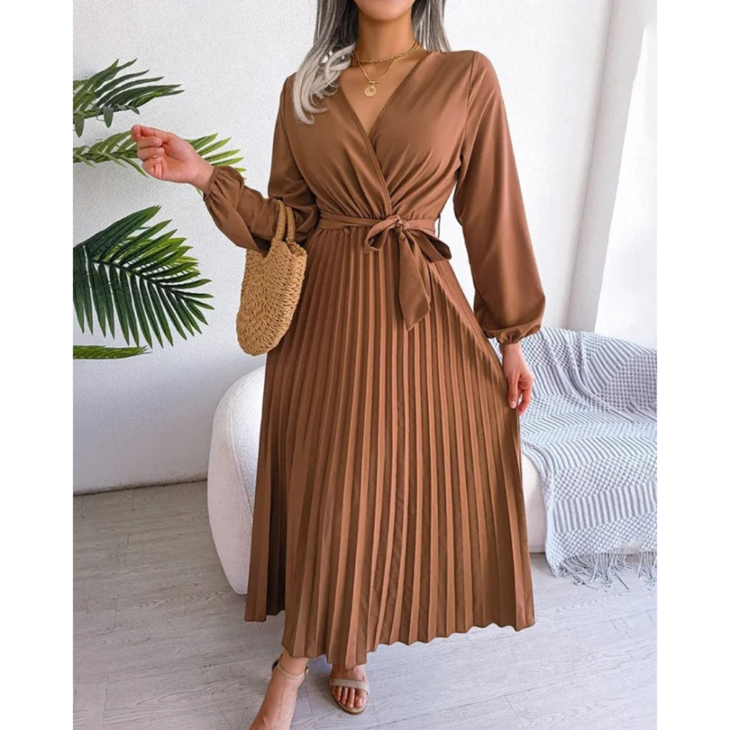 Hannah | Damen Abendkleid Maxi Plissee