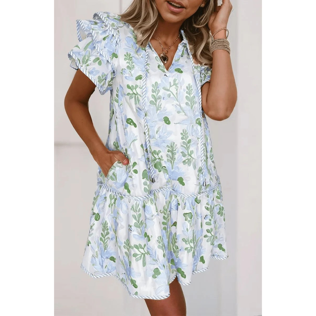 Hannah | Damen Elegante Minikleid Mit Puffärmeln