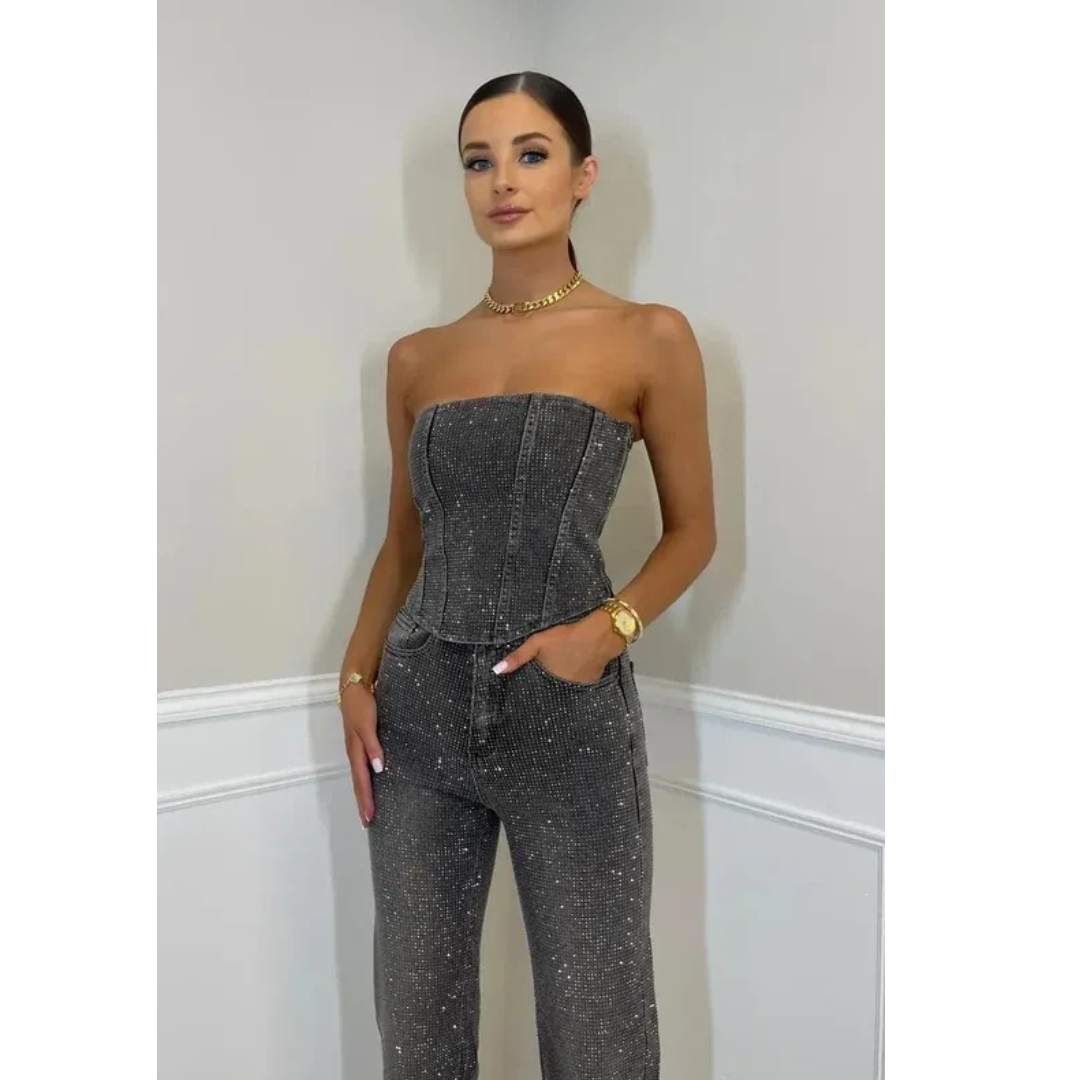 Hannah | Damen Elegante Zweiteiler mit High Waist Hose