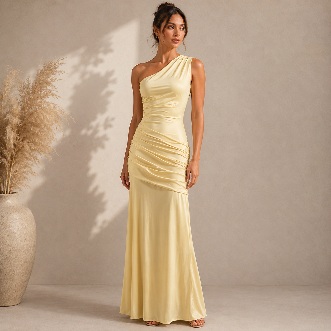 Hannah | Damen Herbst Maxikleid für Hochzeitsgäste mit Schlitz
