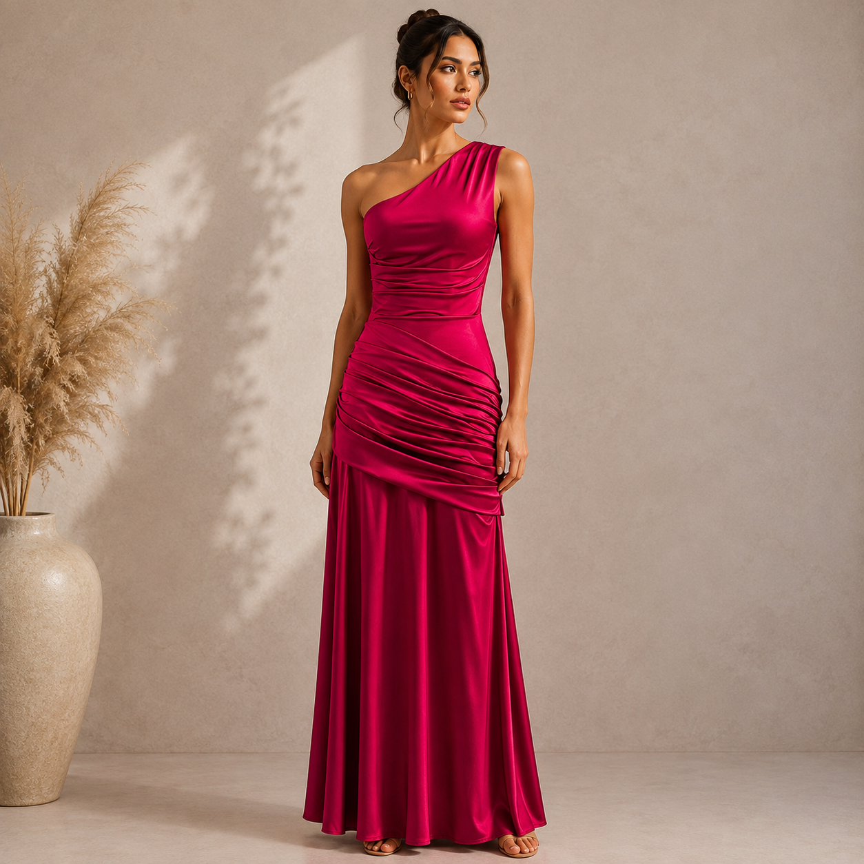 Hannah | Damen Herbst Maxikleid für Hochzeitsgäste mit Schlitz