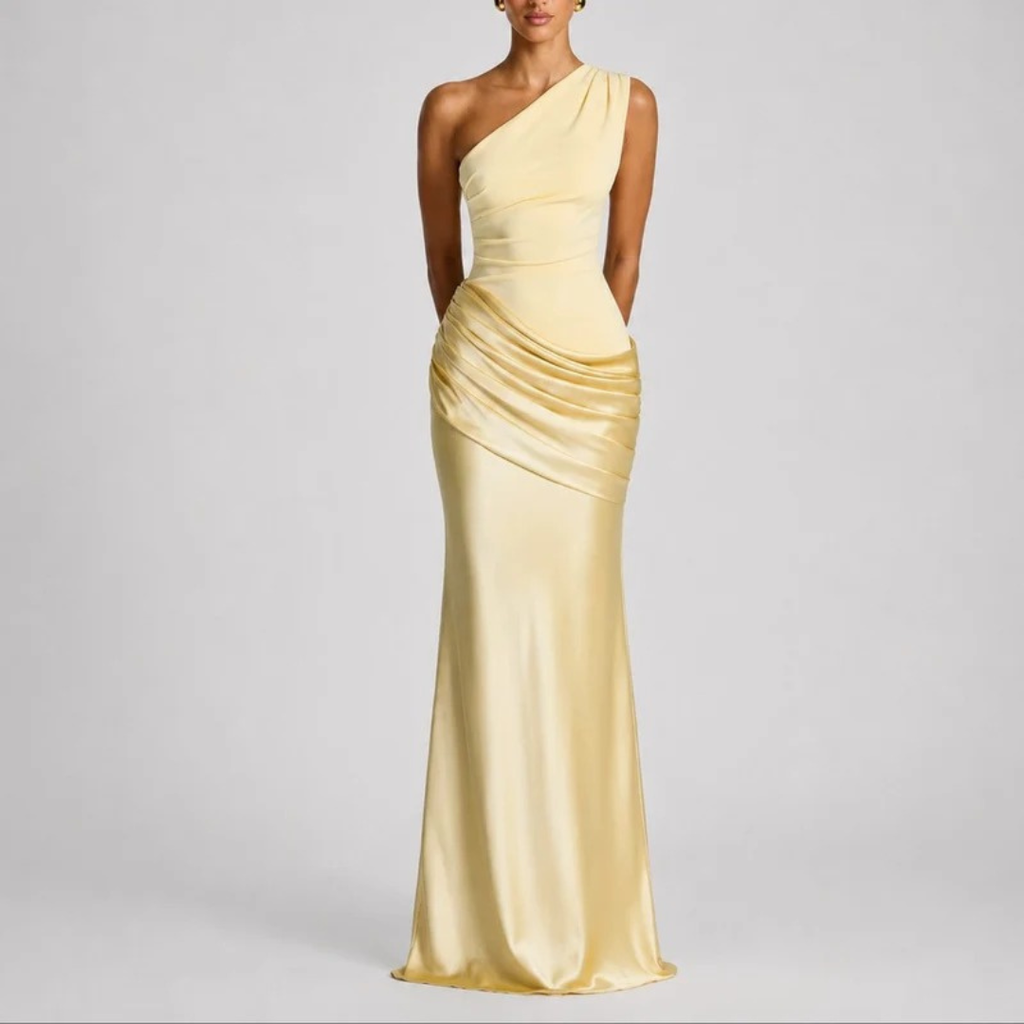 Hannah | Damen Herbst Maxikleid für Hochzeitsgäste mit Schlitz