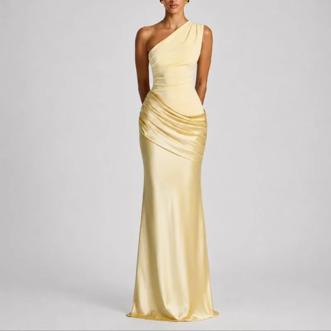 Hannah | Damen Herbst Maxikleid für Hochzeitsgäste mit Schlitz
