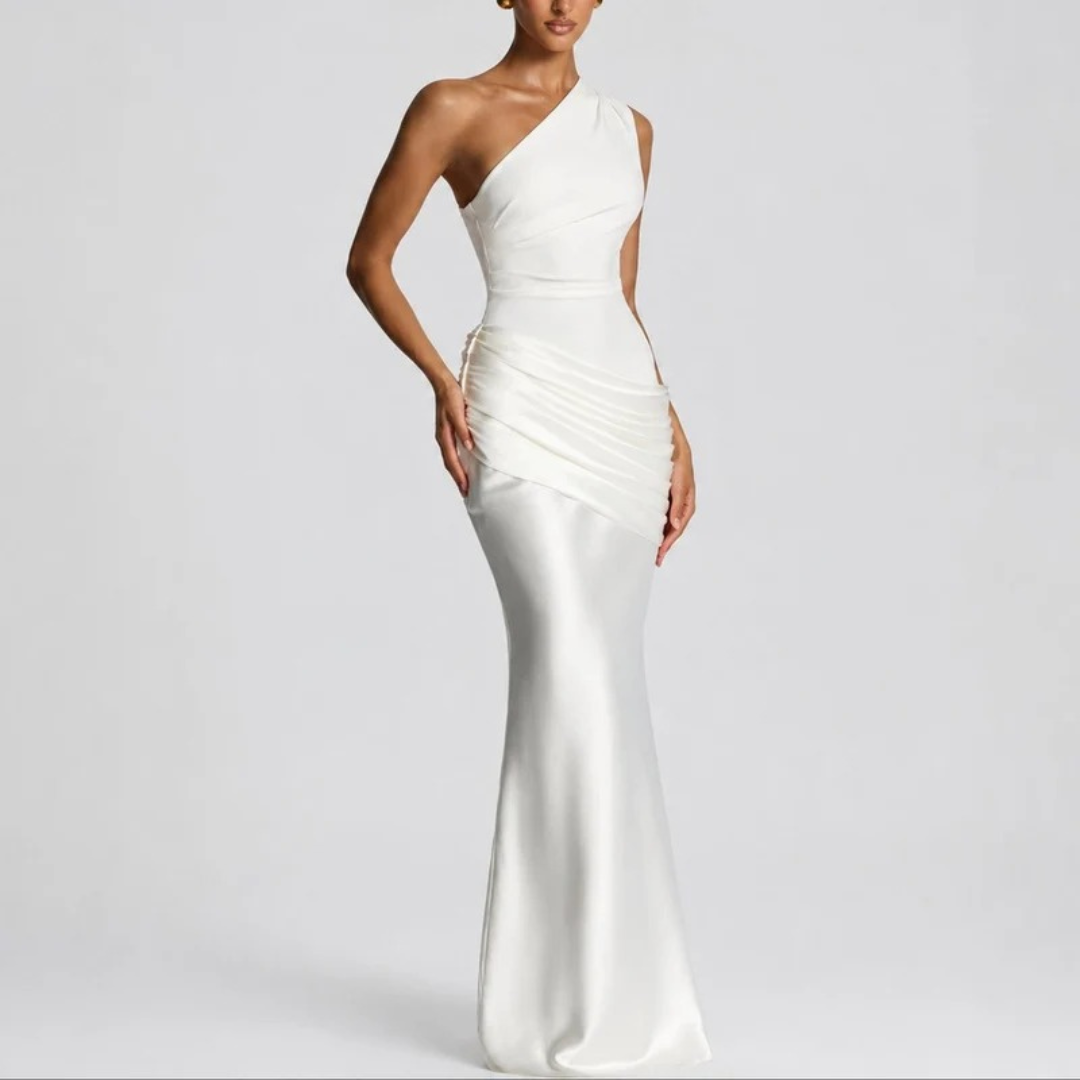 Hannah | Damen Herbst Maxikleid für Hochzeitsgäste mit Schlitz
