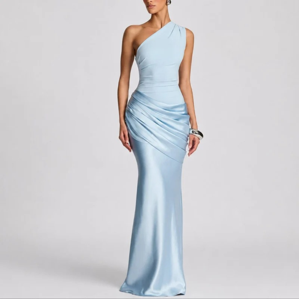 Hannah | Damen Herbst Maxikleid für Hochzeitsgäste mit Schlitz