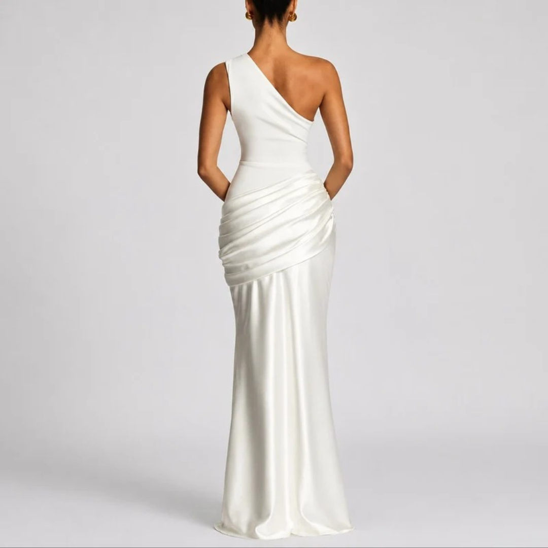 Hannah | Damen Herbst Maxikleid für Hochzeitsgäste mit Schlitz