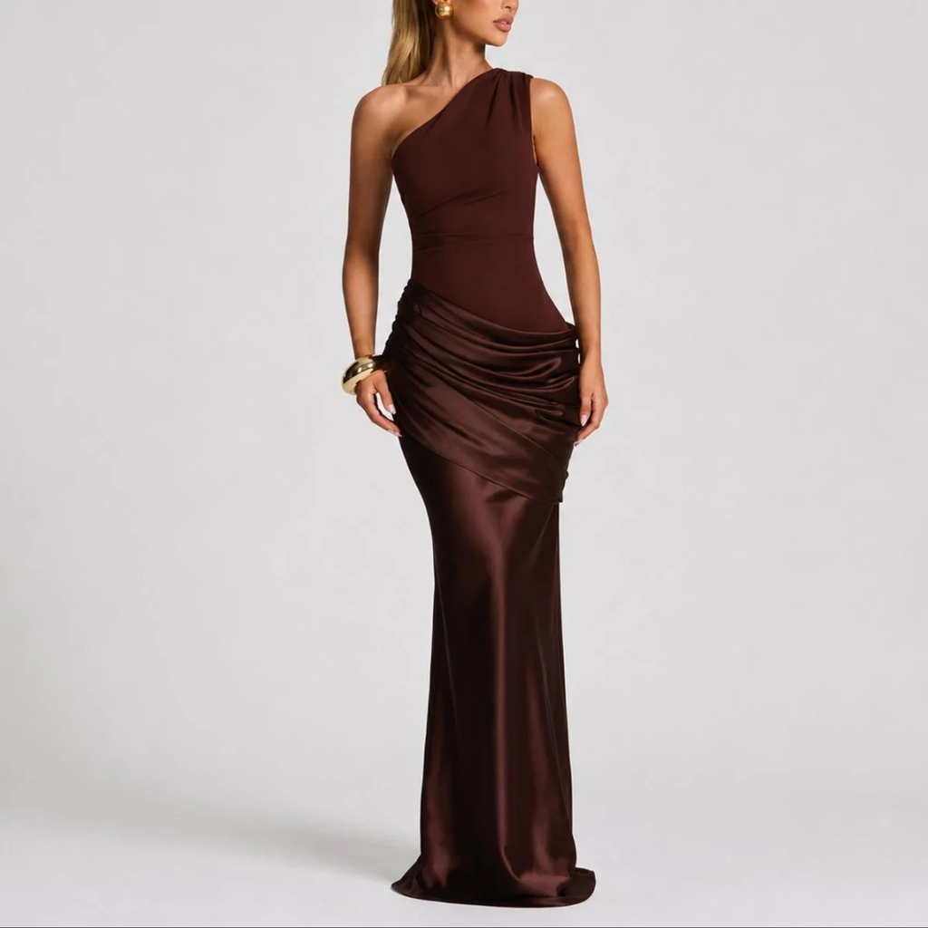 Hannah | Damen Herbst Maxikleid für Hochzeitsgäste mit Schlitz