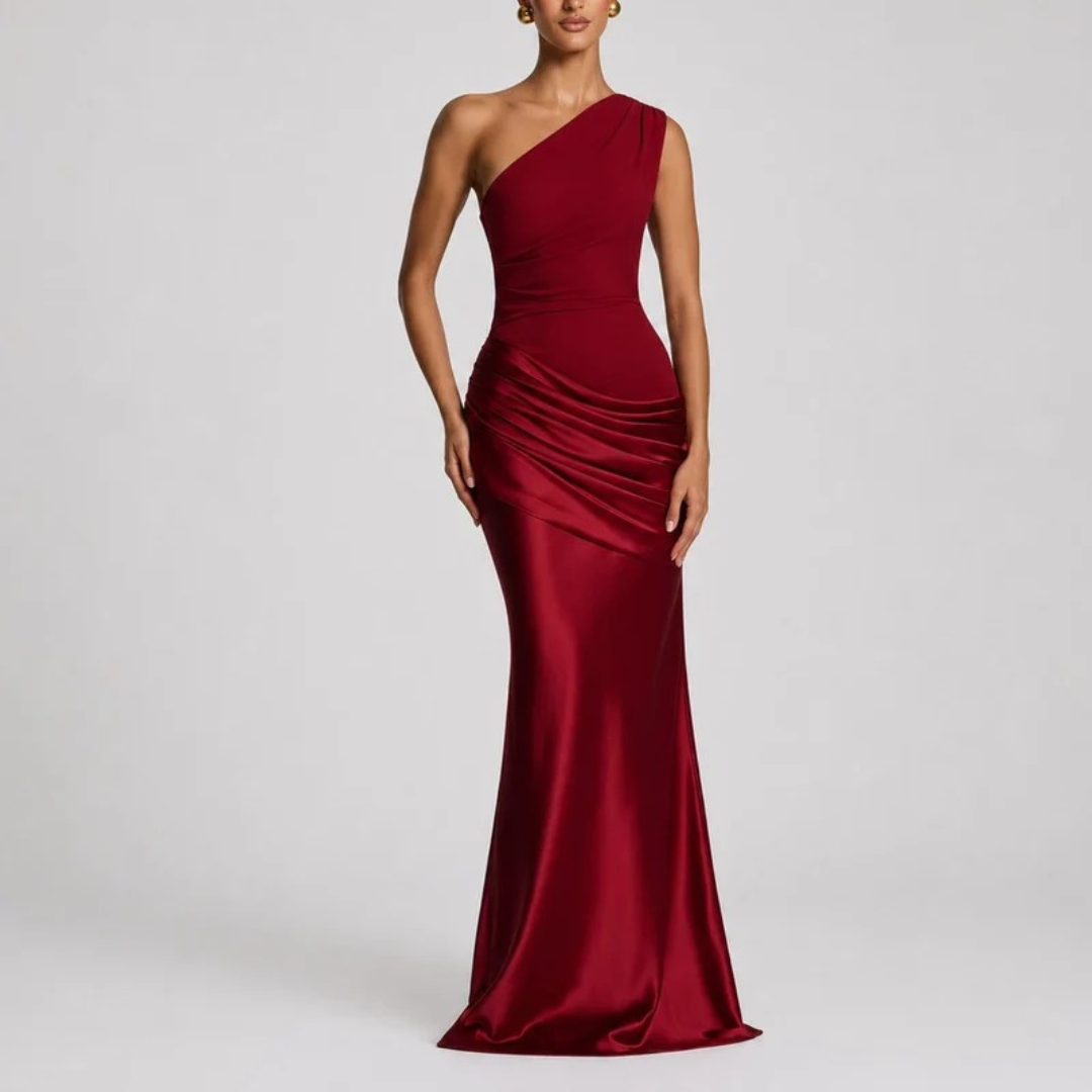 Hannah | Damen Herbst Maxikleid für Hochzeitsgäste mit Schlitz