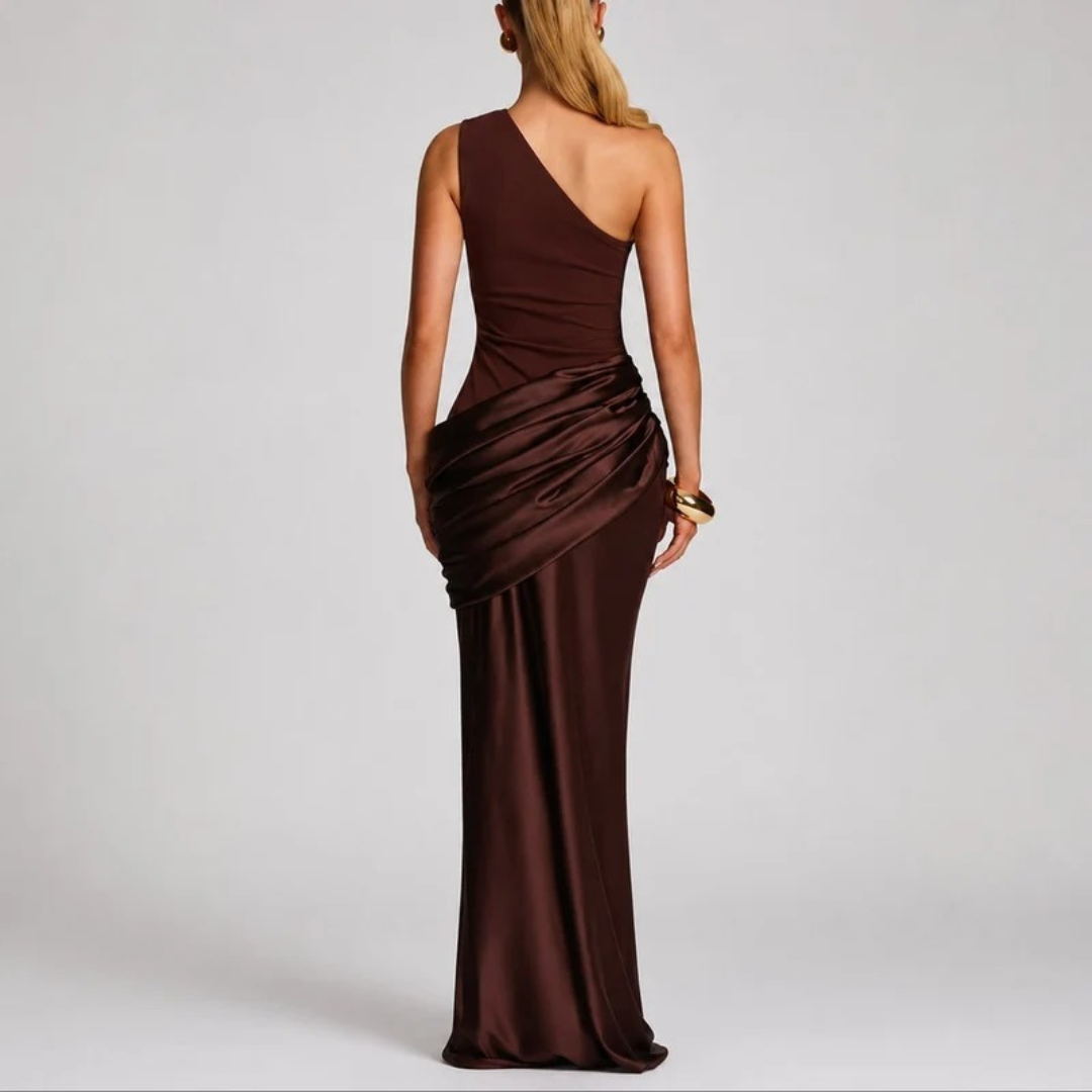 Hannah | Damen Herbst Maxikleid für Hochzeitsgäste mit Schlitz
