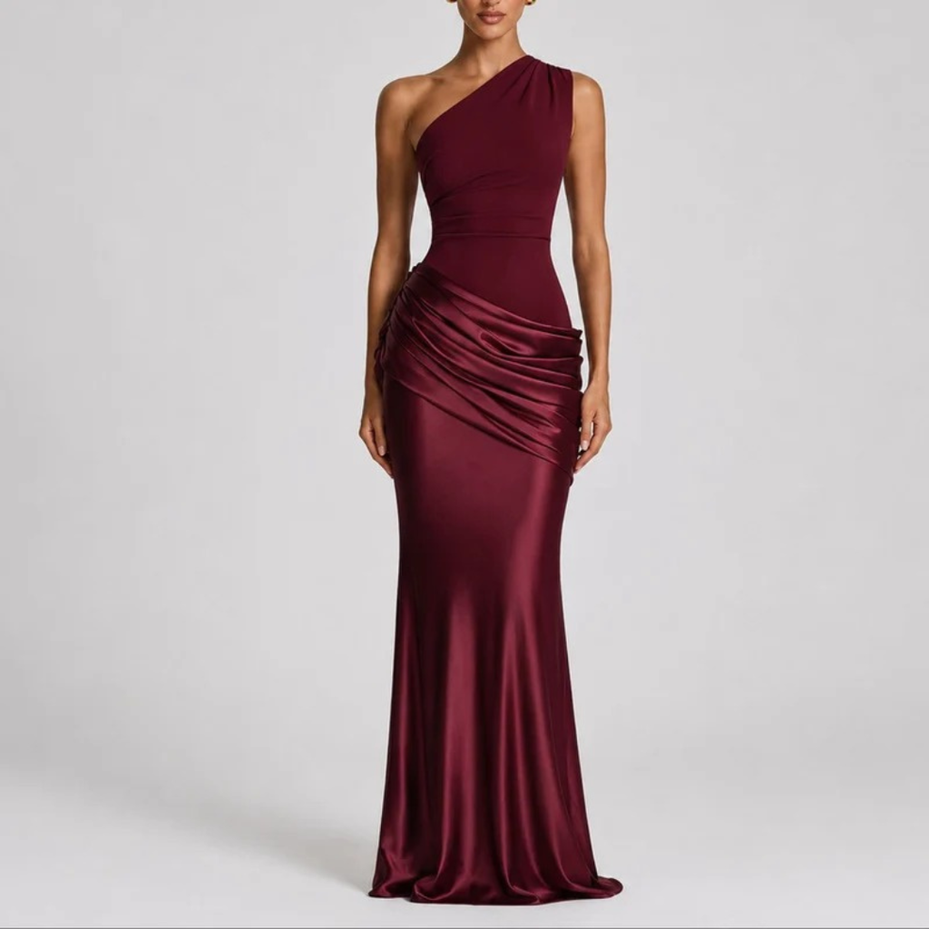 Hannah | Damen Herbst Maxikleid für Hochzeitsgäste mit Schlitz