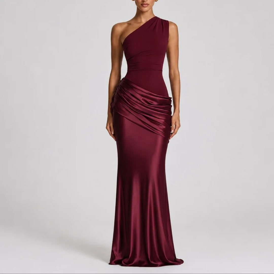 Hannah | Damen Herbst Maxikleid für Hochzeitsgäste mit Schlitz