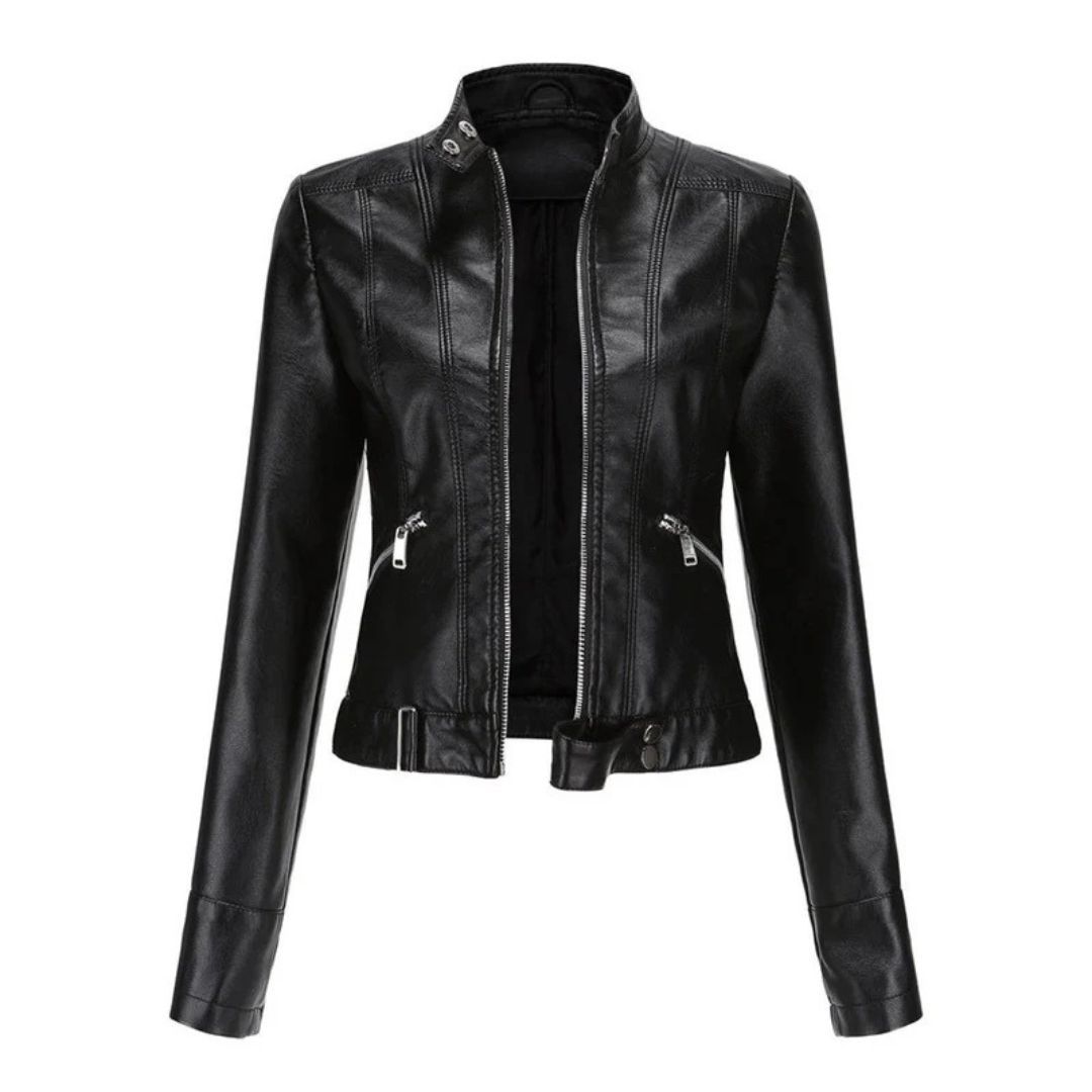 Hannah | Damen Kurze Kunstleder Bikerjacke
