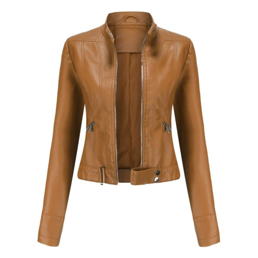 Hannah | Damen Kurze Kunstleder Bikerjacke