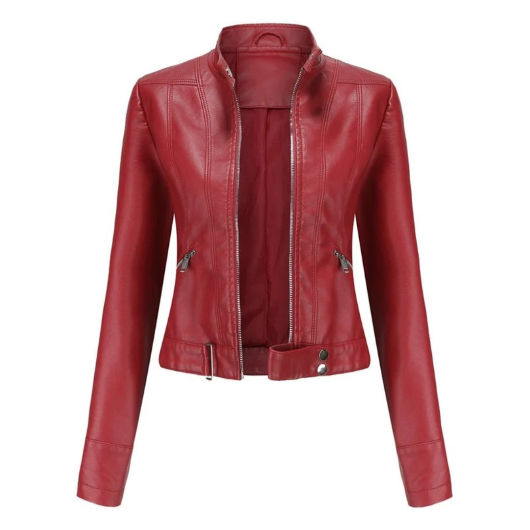 Hannah | Damen Kurze Kunstleder Bikerjacke