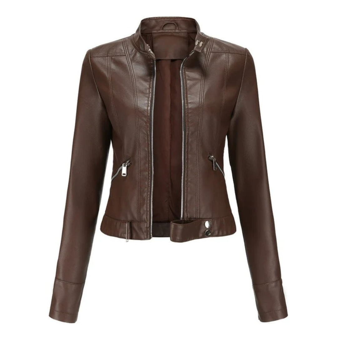 Hannah | Damen Kurze Kunstleder Bikerjacke