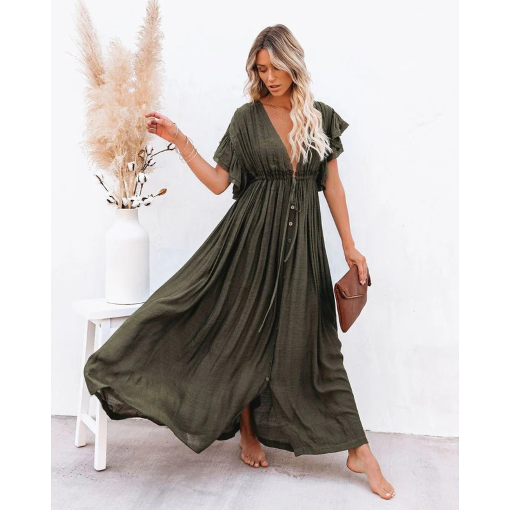 Hannah | Damen Stilvolles Sommer Maxikleid