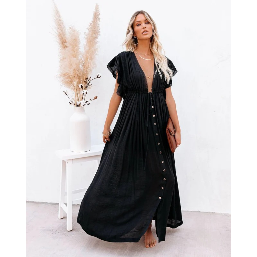 Hannah | Damen Stilvolles Sommer Maxikleid