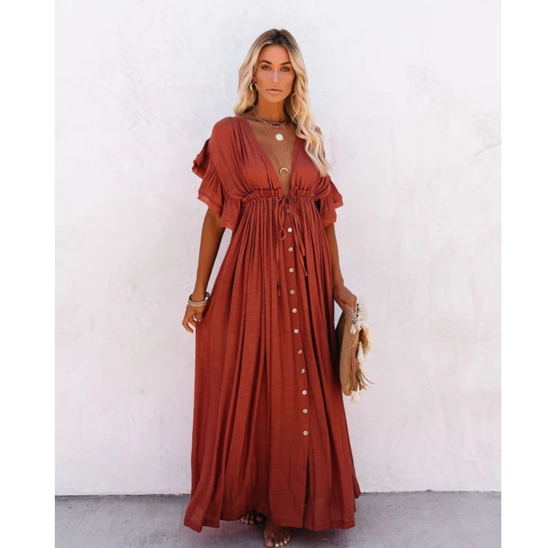 Hannah | Damen Stilvolles Sommer Maxikleid