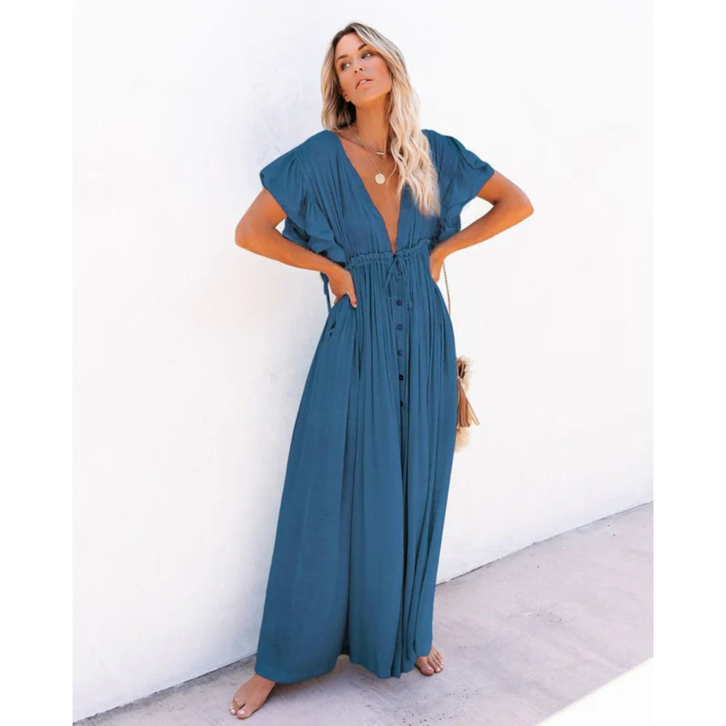 Hannah | Damen Stilvolles Sommer Maxikleid