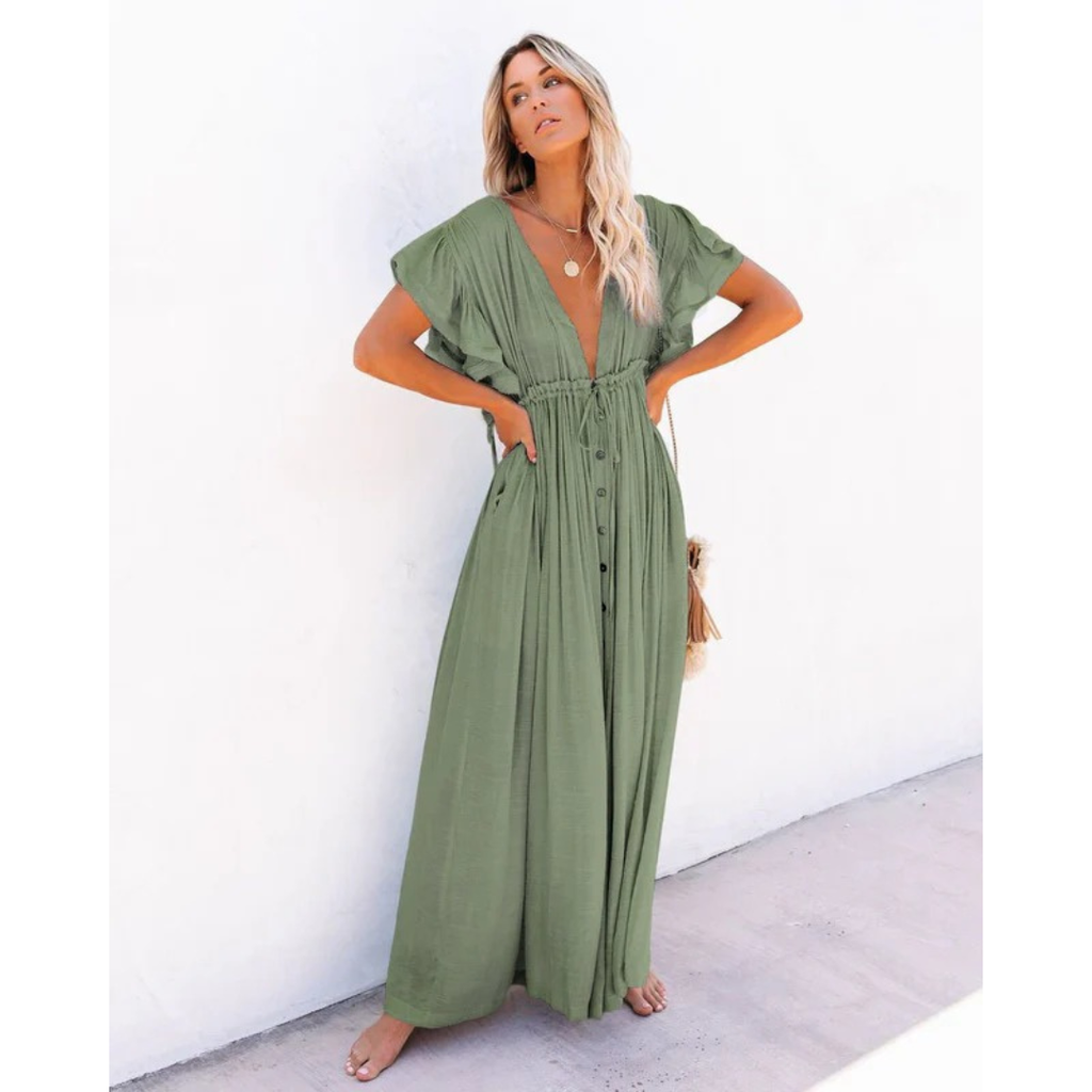 Hannah | Damen Stilvolles Sommer Maxikleid