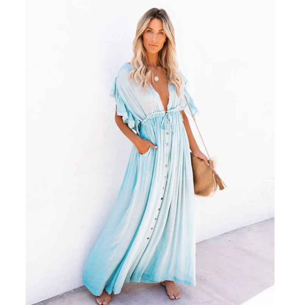 Hannah | Damen Stilvolles Sommer Maxikleid