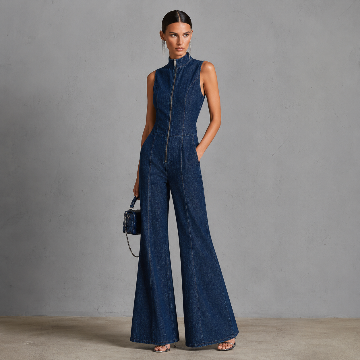 Hanne | Damen Blauer Denim Jumpsuit Freizeit