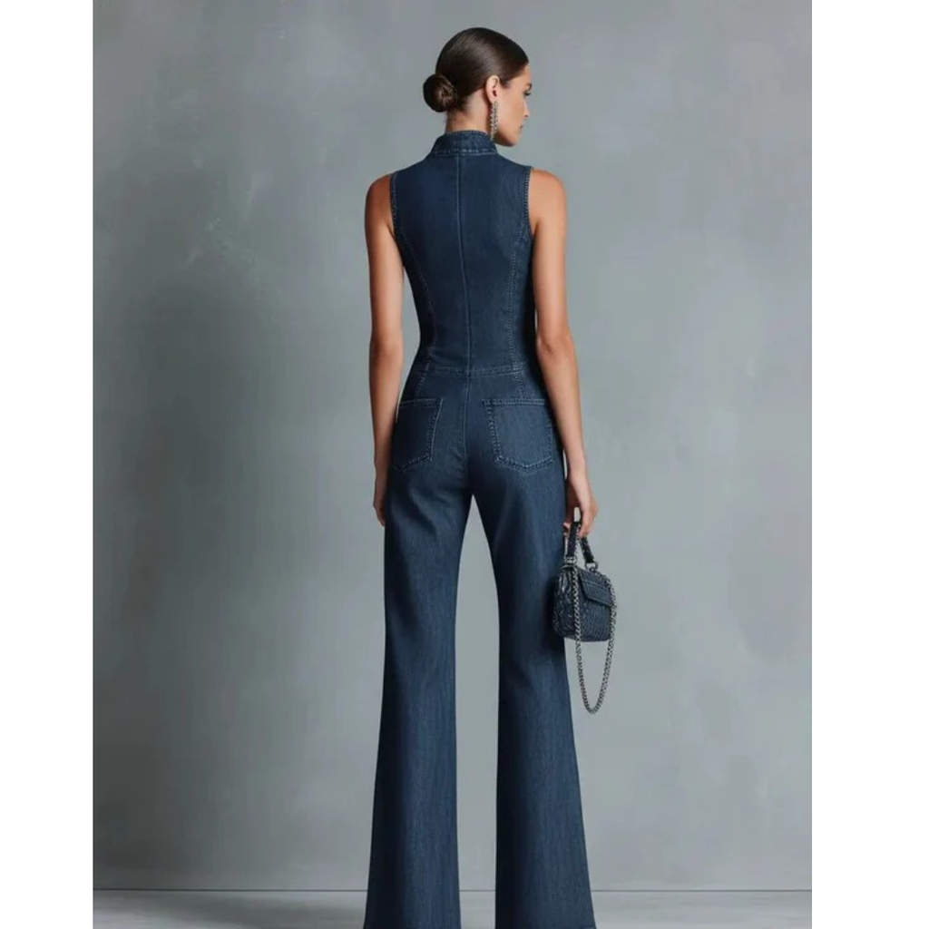 Hanne | Damen Blauer Denim Jumpsuit Freizeit