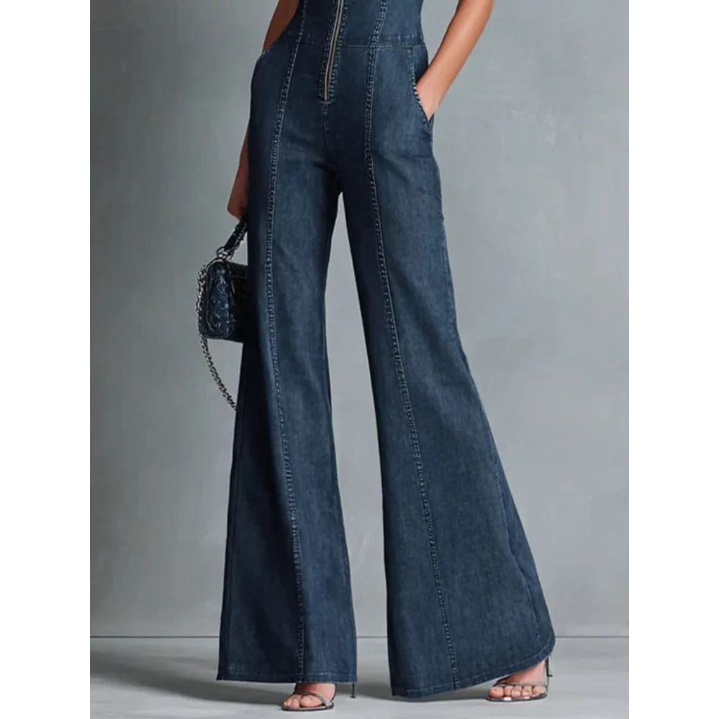 Hanne | Damen Blauer Denim Jumpsuit Freizeit